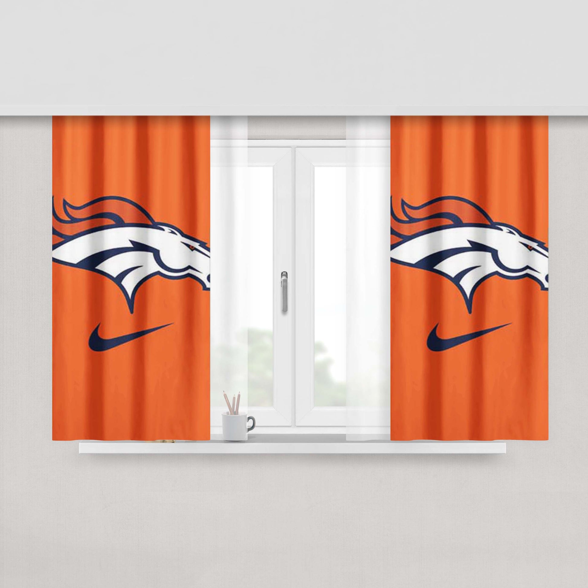 Denver Broncos Nike Logo Peach Skin Window Curtains