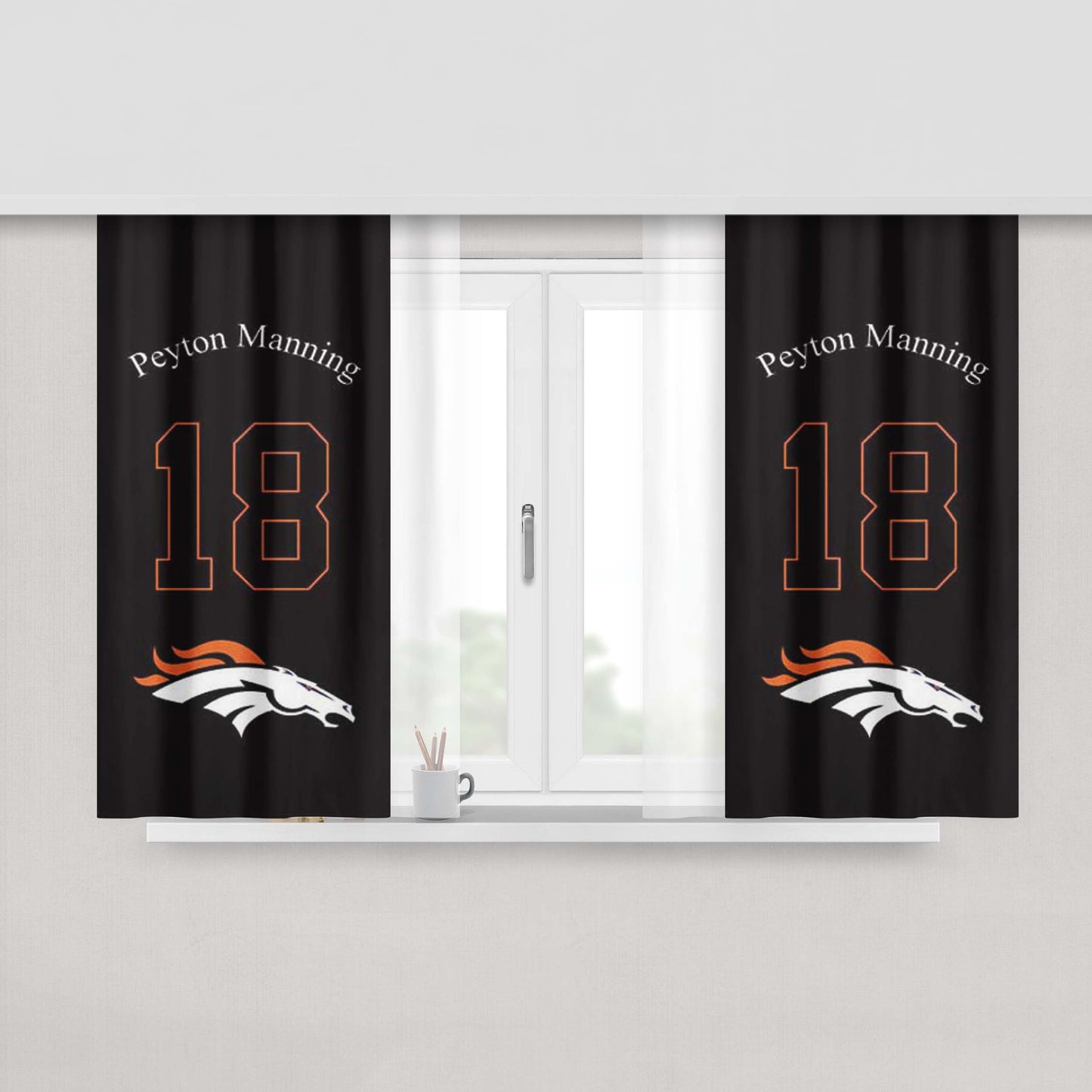 Denver Broncos P Manning Peach Skin Window Curtains