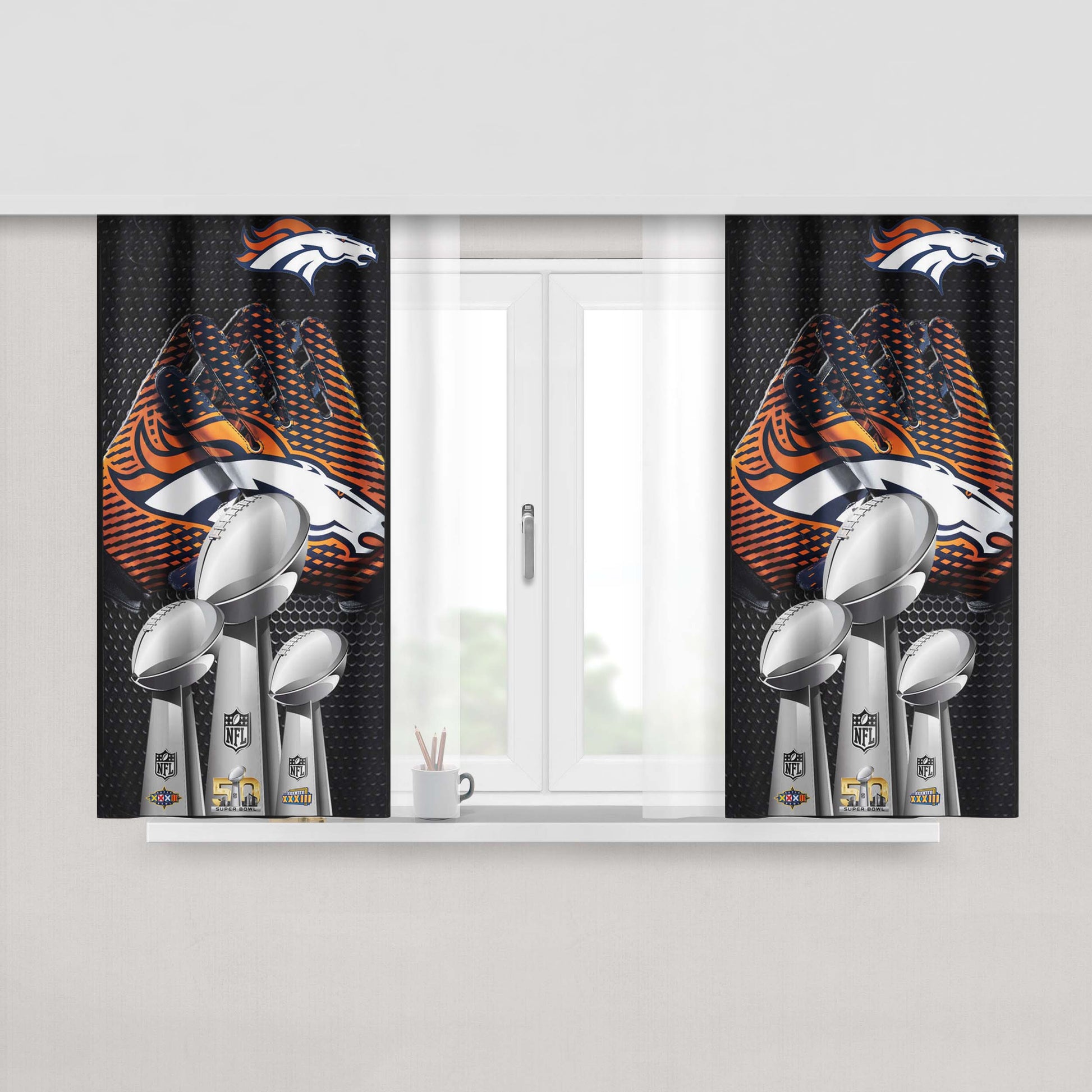 Denver Broncos Superbowl 50 Nfl Peach Skin Window Curtains
