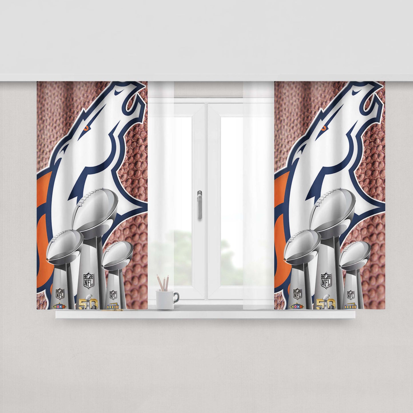 Denver Broncos Superbowl 50 Peach Skin Window Curtains