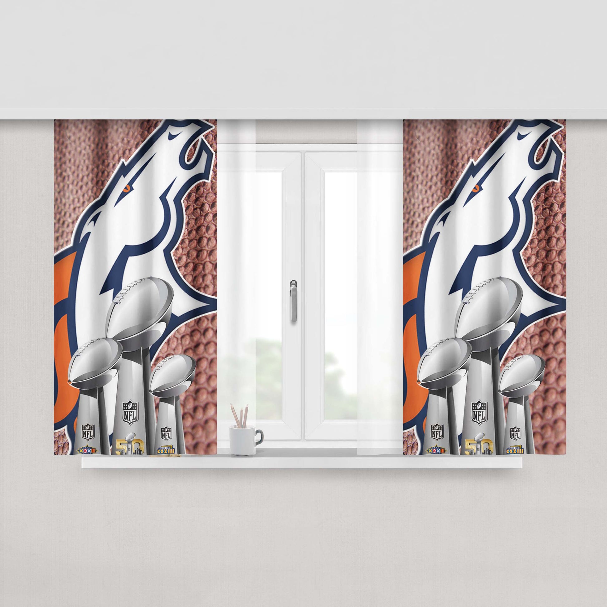 Denver Broncos Superbowl 50 Peach Skin Window Curtains