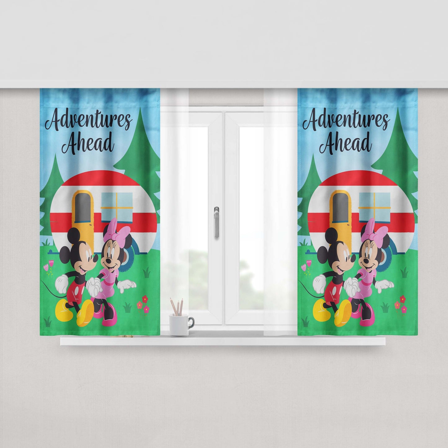 Disney Adventures Ahead Camper Mickey And Minnie Peach Skin Window Curtains