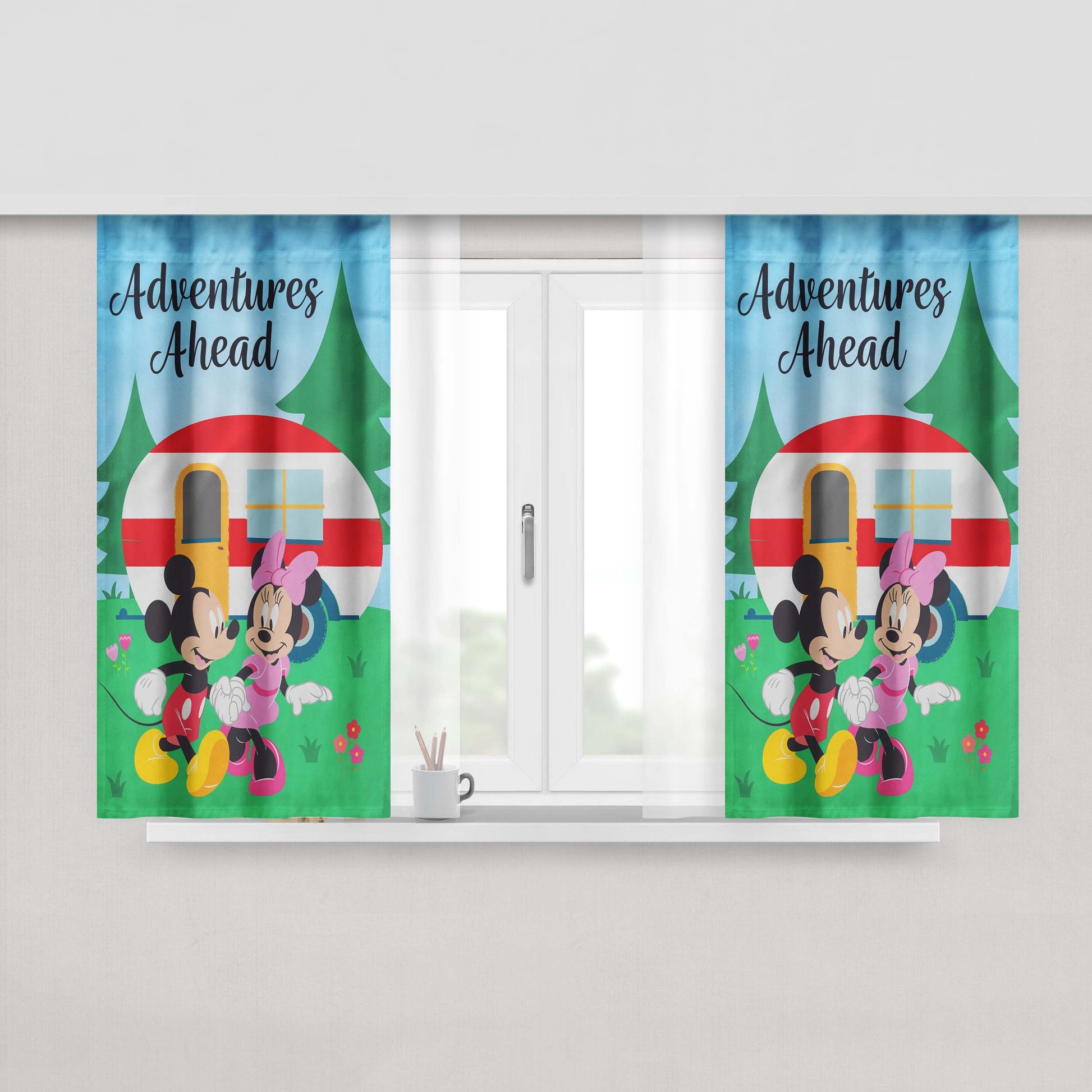 Disney Adventures Ahead Camper Mickey And Minnie Peach Skin Window Curtains