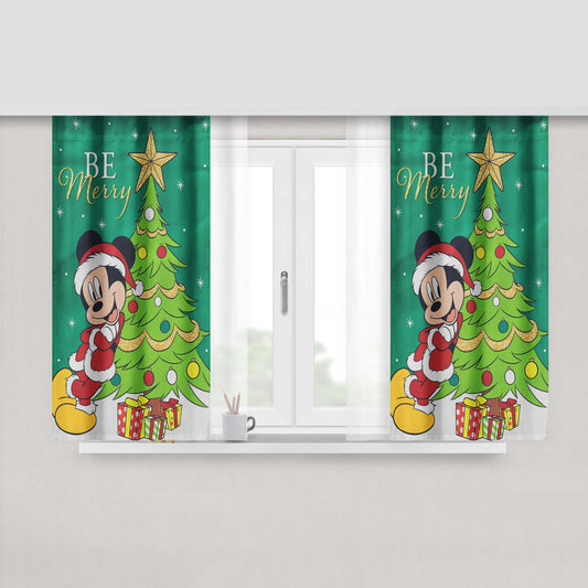 Disney Be Merry Santa Mickey Peach Skin Window Curtains