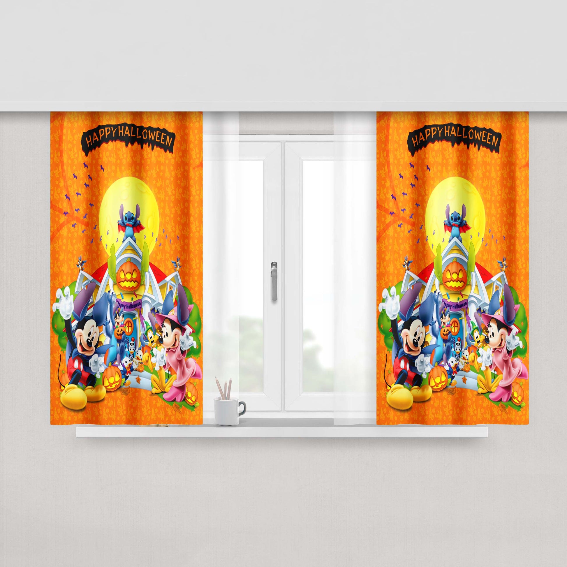 Disney Halloween Party Peach Skin Window Curtains