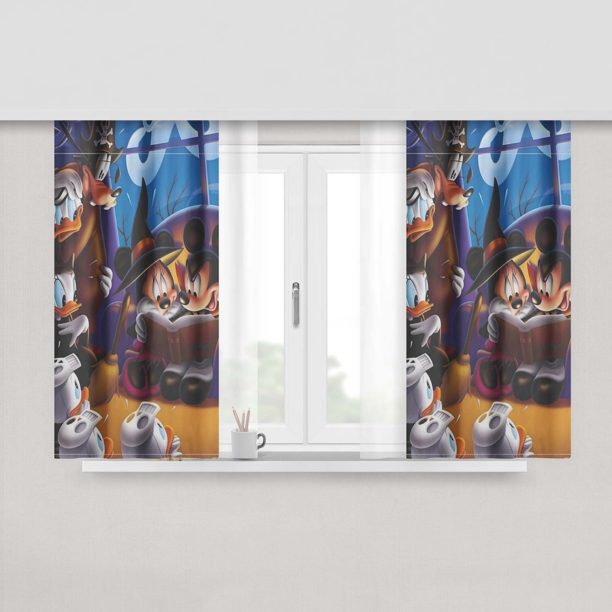 Disney Halloween With Mickey Mouse Peach Skin Window Curtains