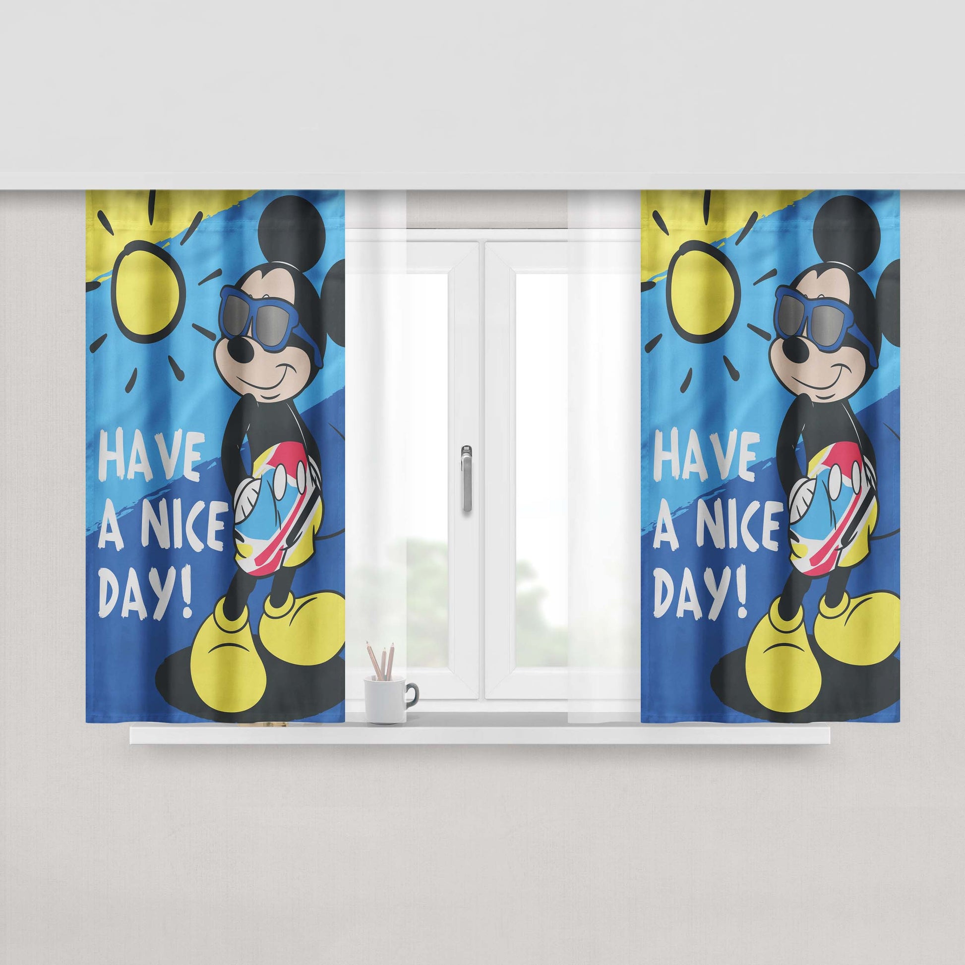 Disney Have A Nice Day Sunny Mickey Peach Skin Window Curtains