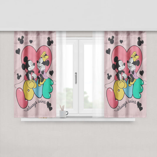 Disney Love Always Wins Mickey & Minnie Peach Skin Window Curtains