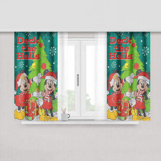 Disney Mickey And Minnie Deck The Halls Peach Skin Window Curtains