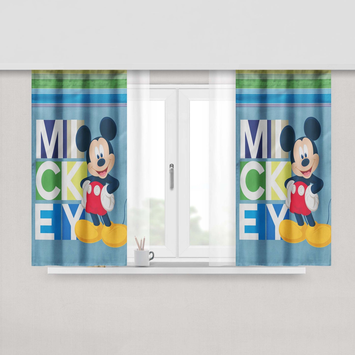 Disney Mickey Blocks Peach Skin Window Curtains