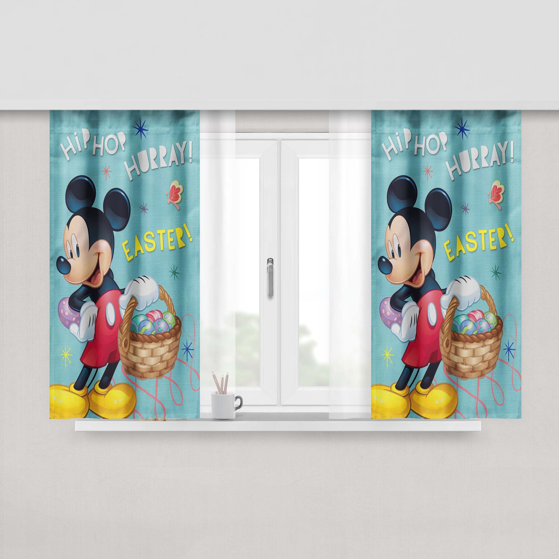 Disney Mickey Hip Hop Hurray Easter Peach Skin Window Curtains