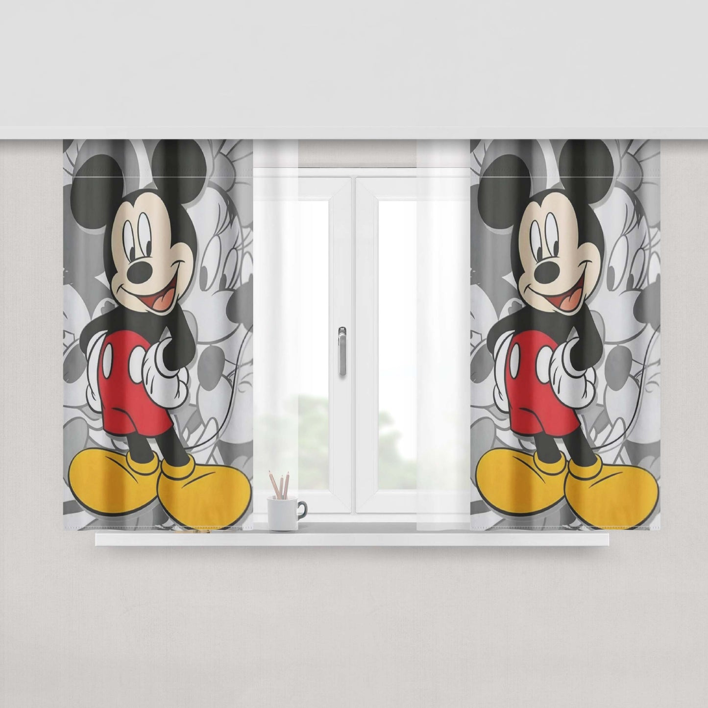 Disney Mickey Mouse And Minnie Mouse Peach Skin Window Curtains