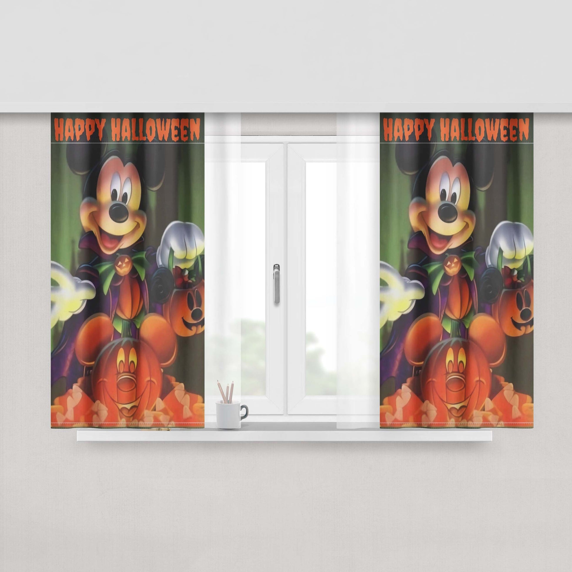 Disney Mickey Mouse Halloween Peach Skin Window Curtains