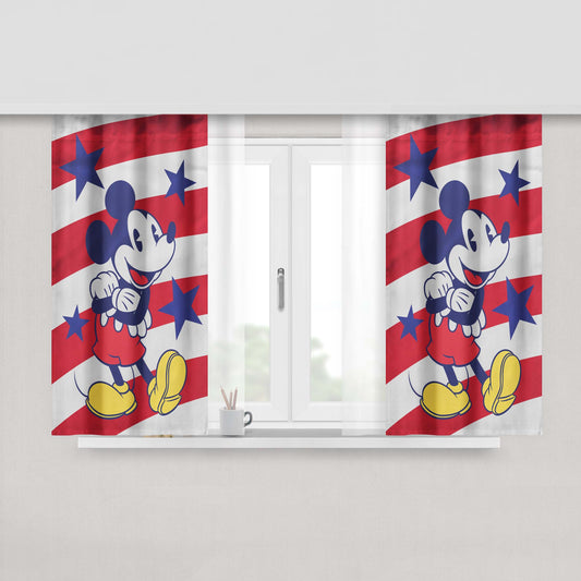 Disney Mickey Mouse Stars And Stripes Peach Skin Window Curtains