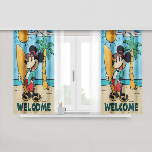 Disney Mickey Summer Peach Skin Window Curtains