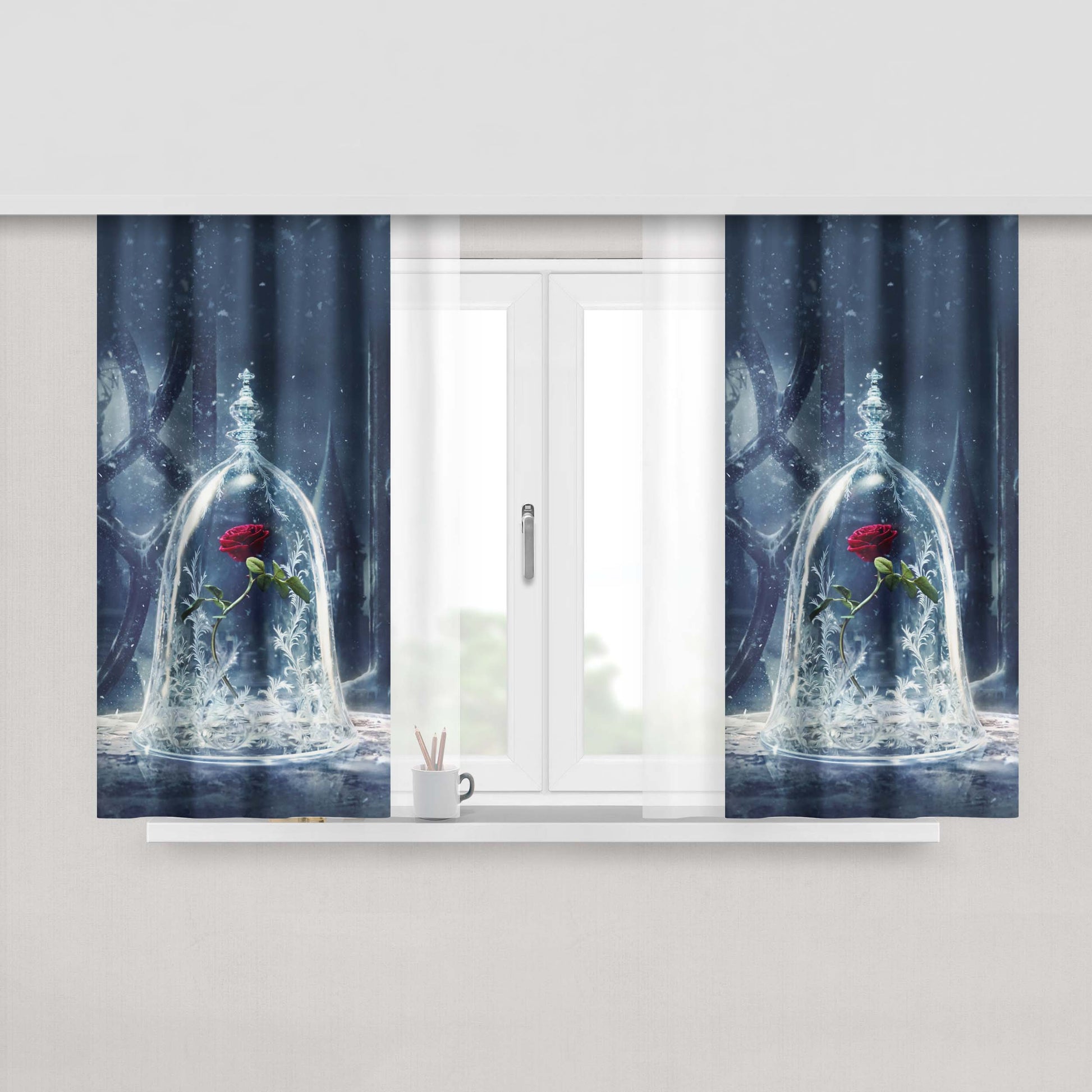 Disney Style Beauty And The Beast Peach Skin Window Curtains