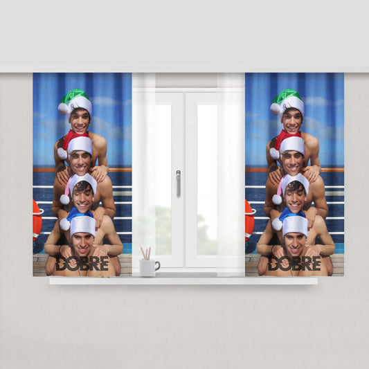Dobre Brothers Twin Christmas Face Pyramid Peach Skin Window Curtains