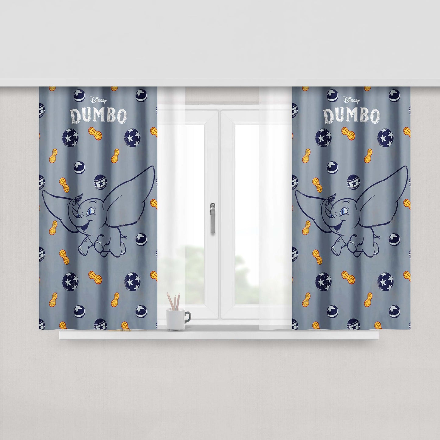 Dumbo And Peanuts Sticker Peach Skin Window Curtains