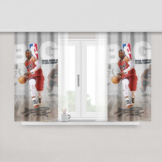 Dwyane Wade Chicago Bulls Peach Skin Window Curtains