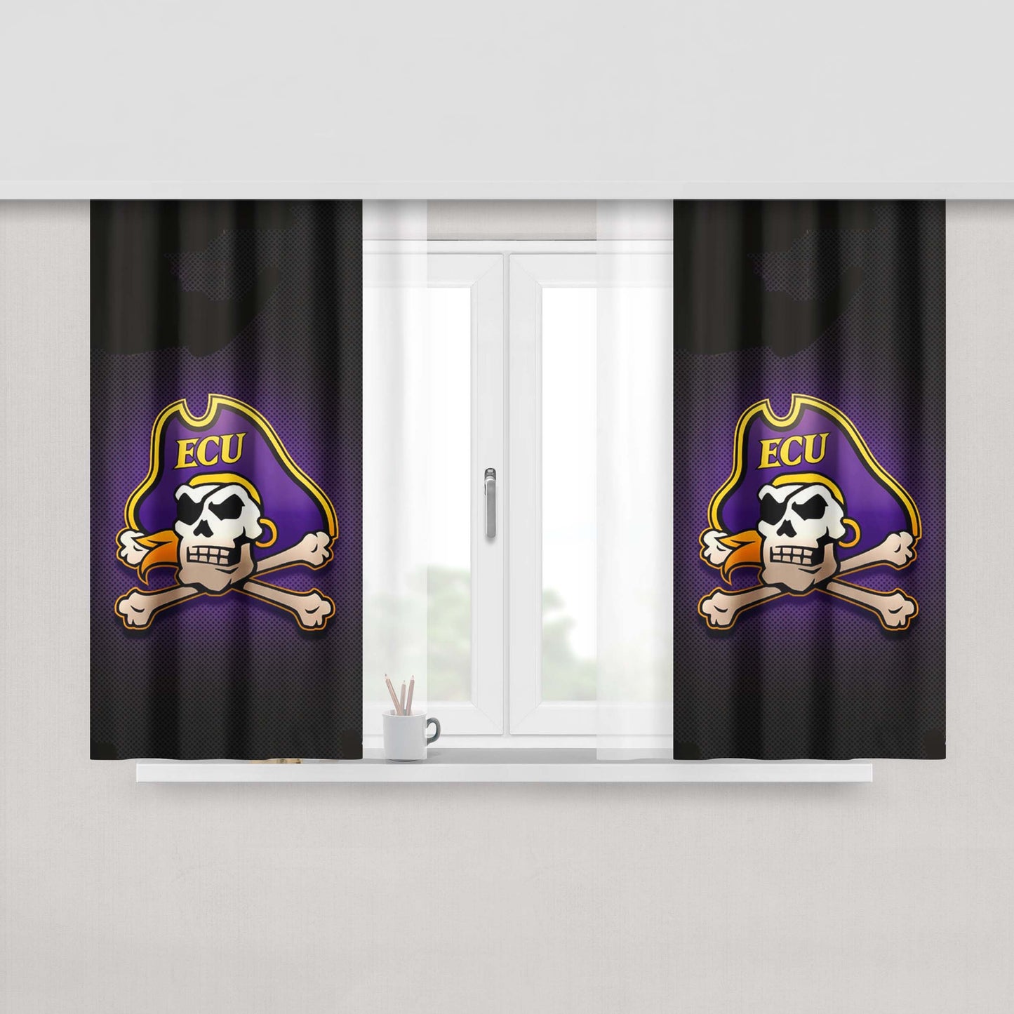 East Carolina Pirates 1 Peach Skin Window Curtains