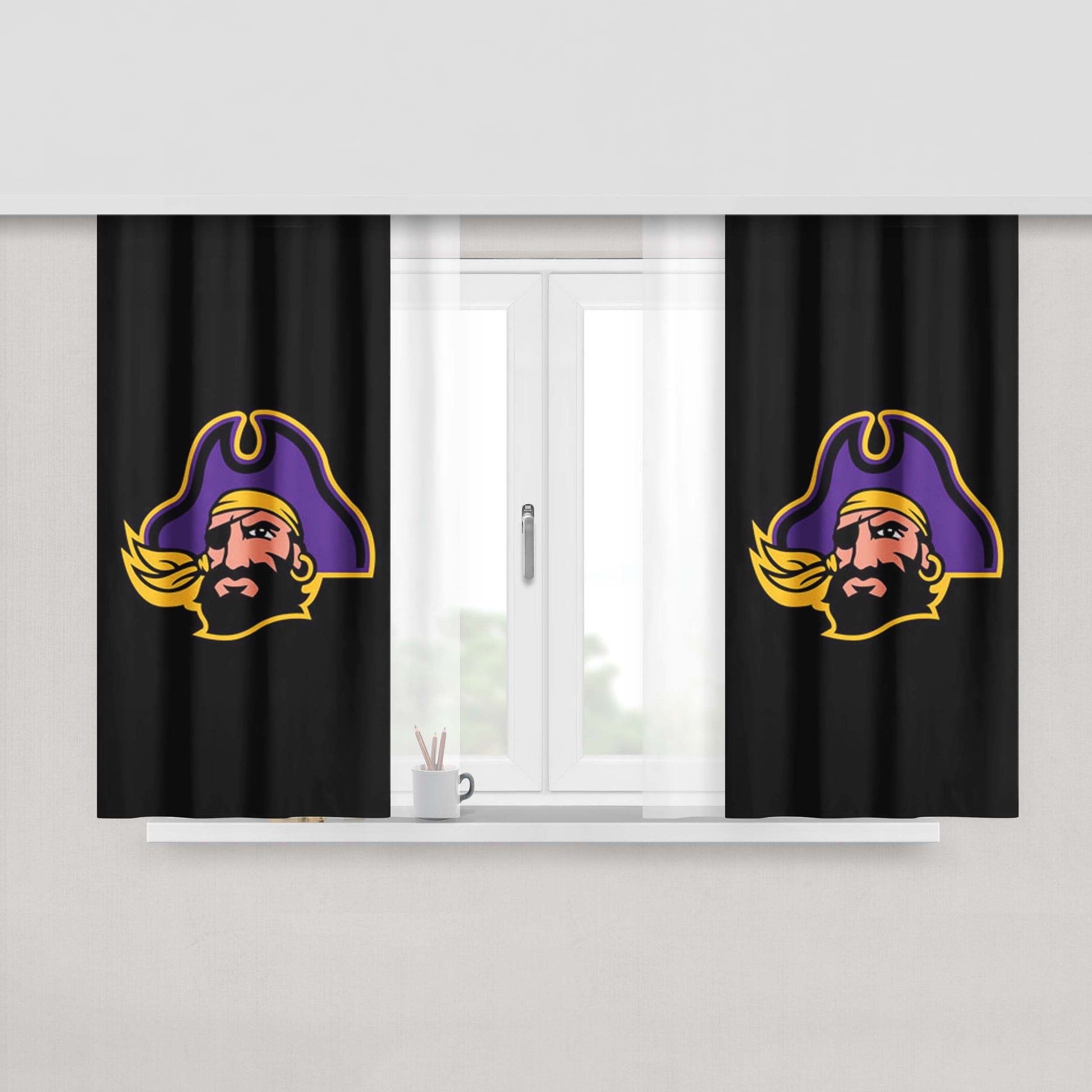 East Carolina Pirates Logo Peach Skin Window Curtains