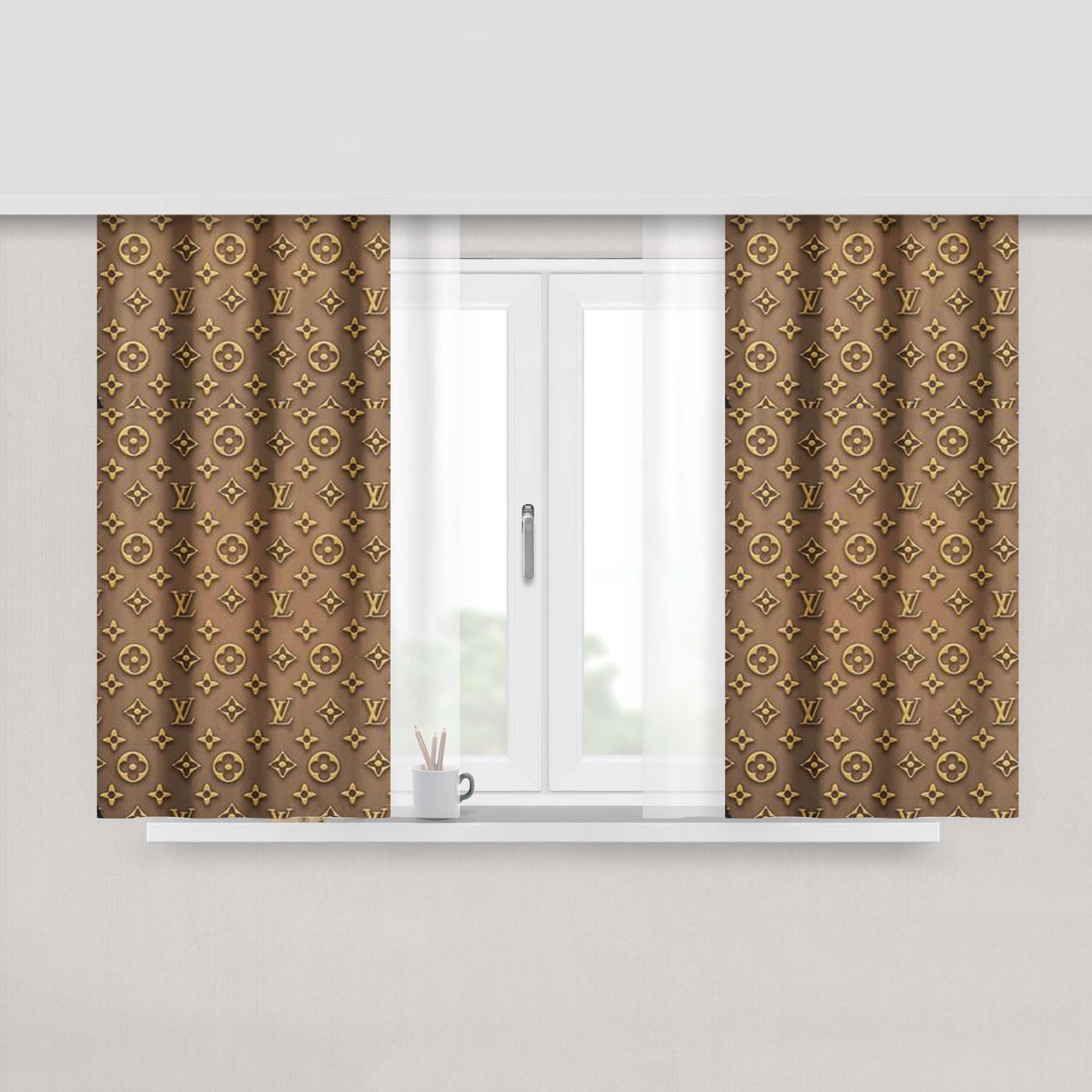 Emboss Louis Vuitton Peach Skin Window Curtains