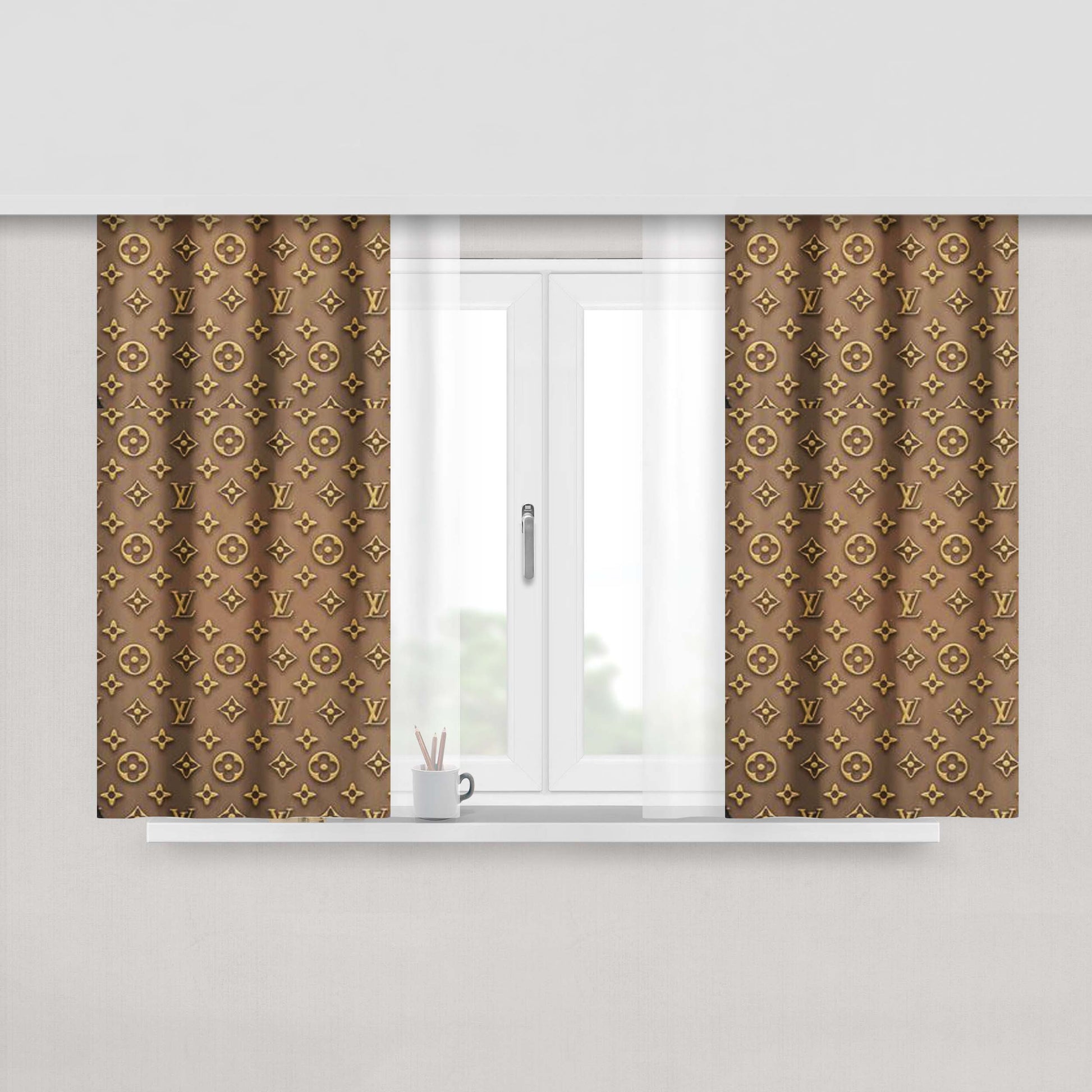 Emboss Louis Vuitton Peach Skin Window Curtains
