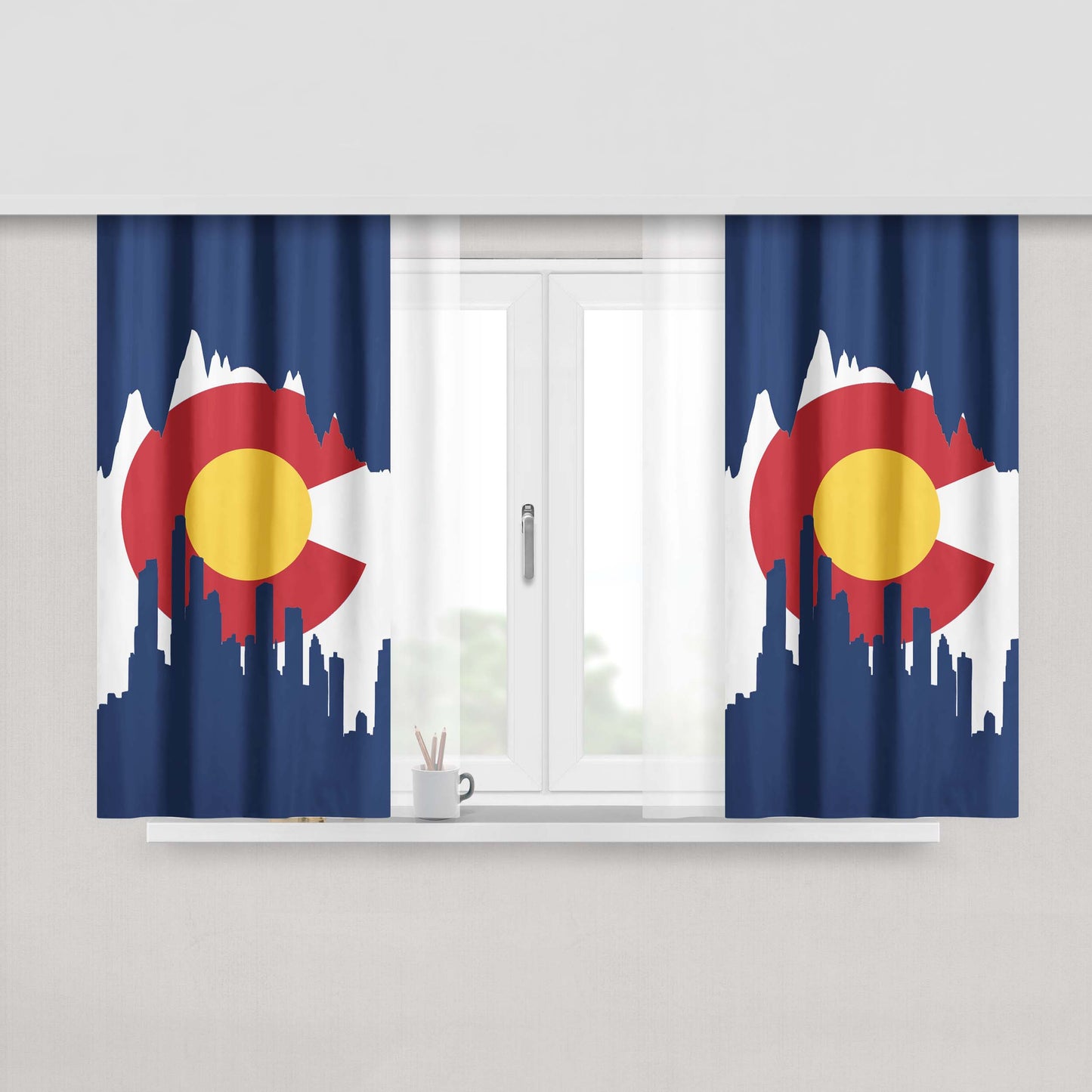 Flag Of Colorado Peach Skin Window Curtains