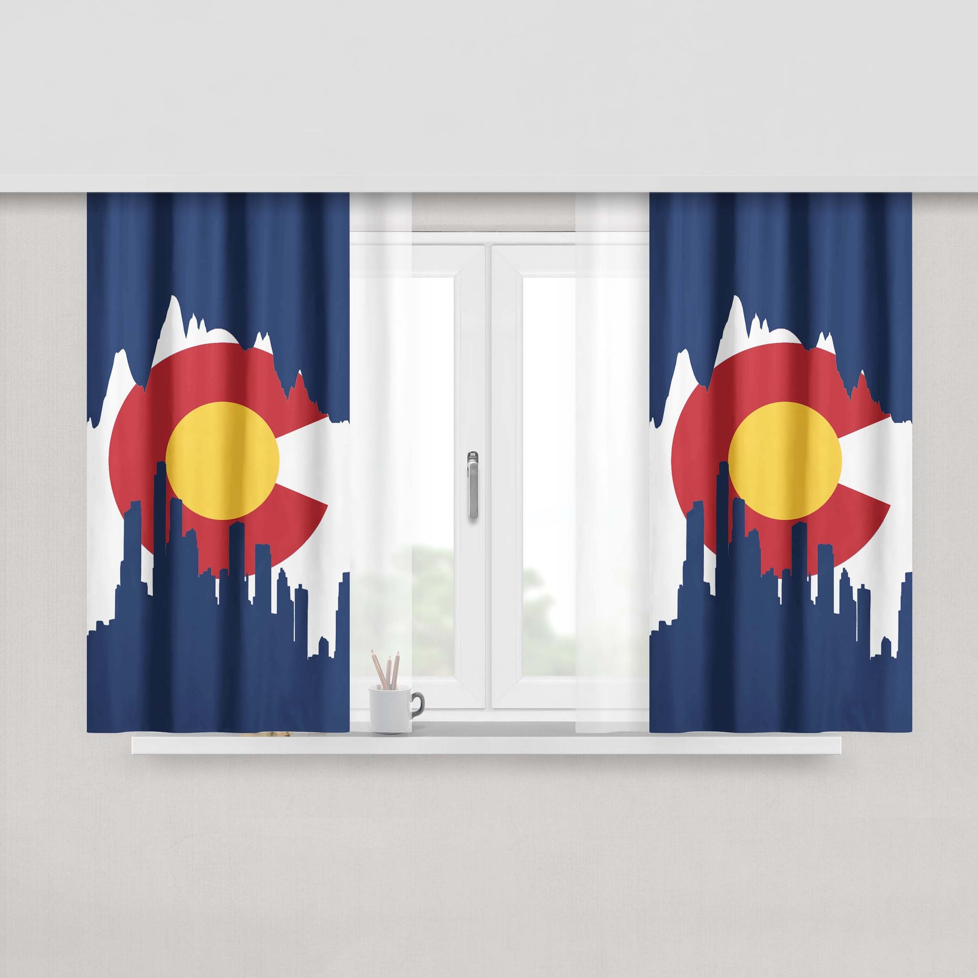 Flag Of Colorado Peach Skin Window Curtains