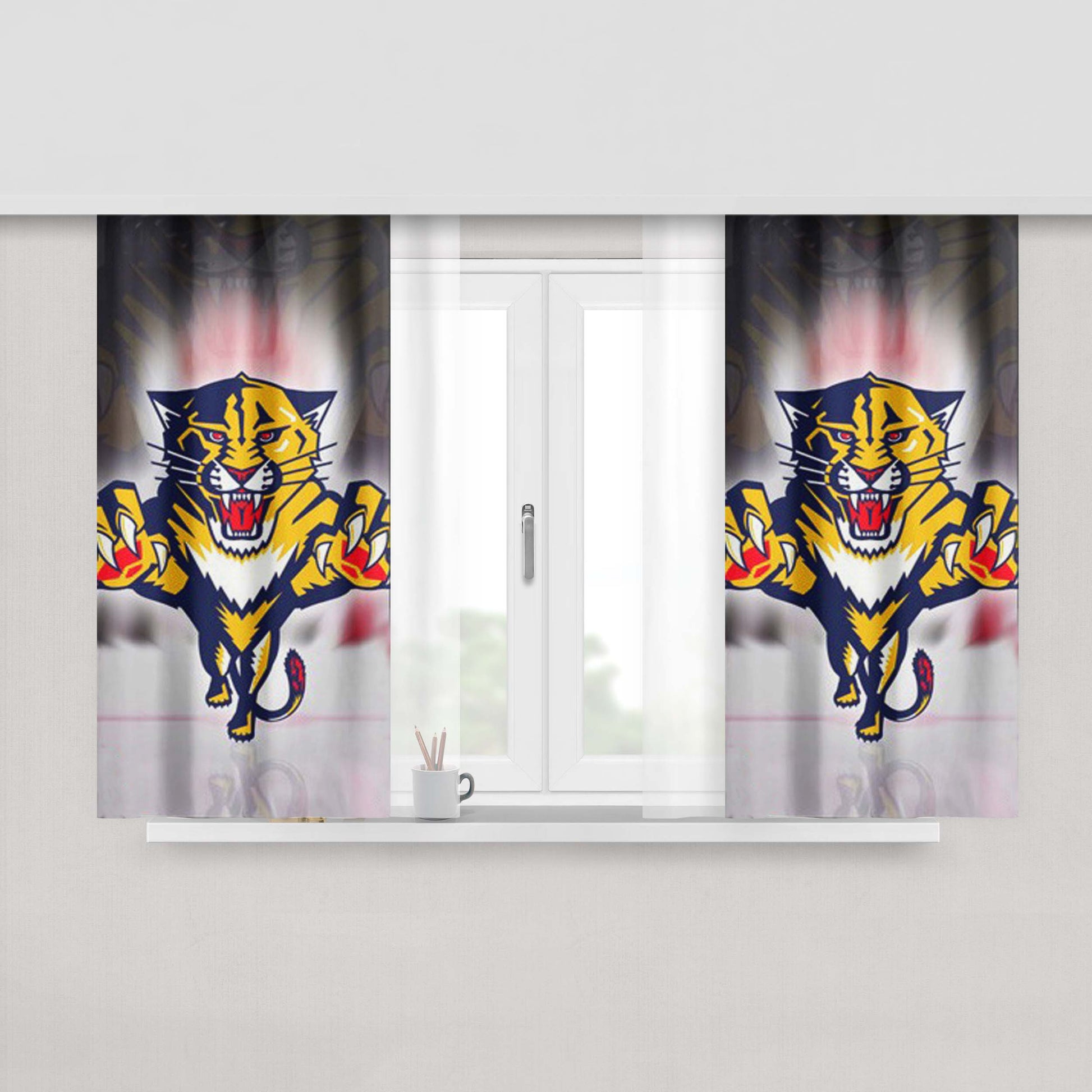 Florida Panthers Nhl Sport Logo Peach Skin Window Curtains