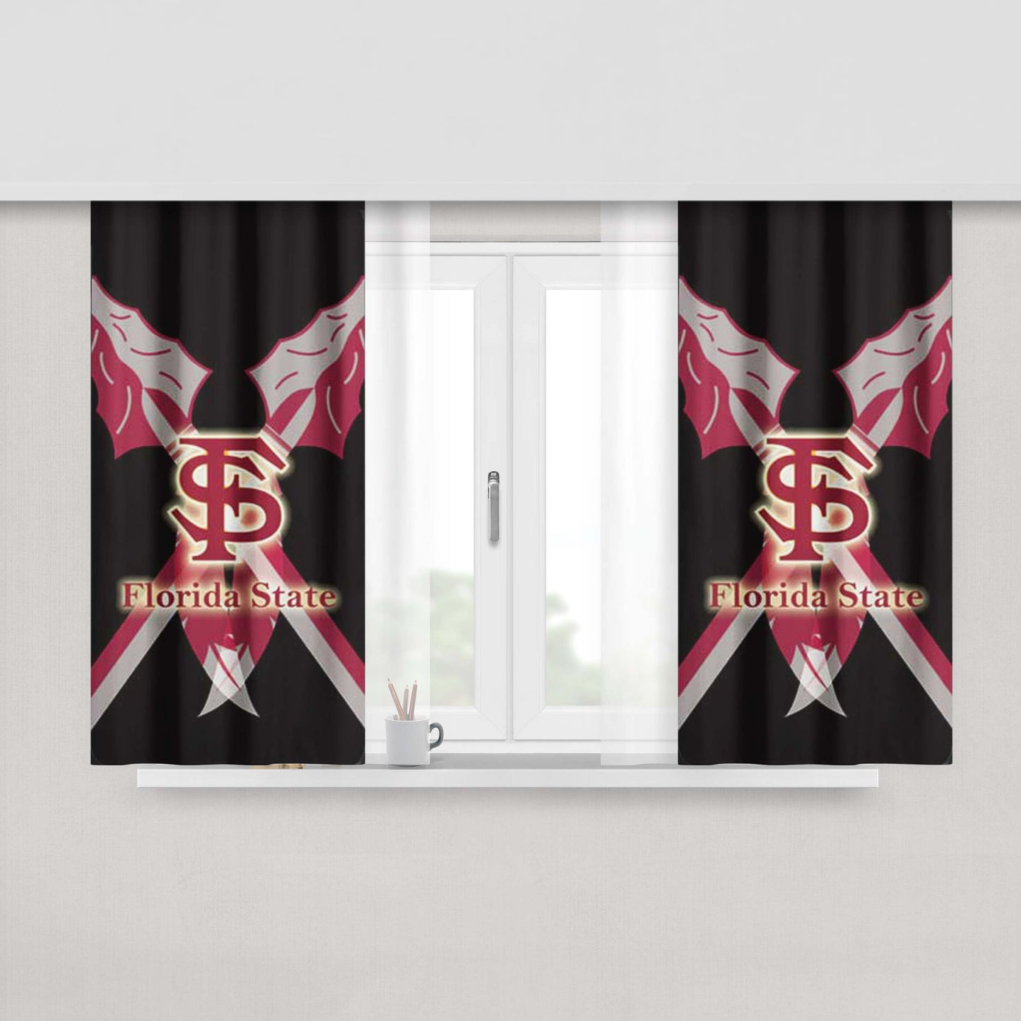 Florida State Crossed Spears Light Peach Skin Window Curtains