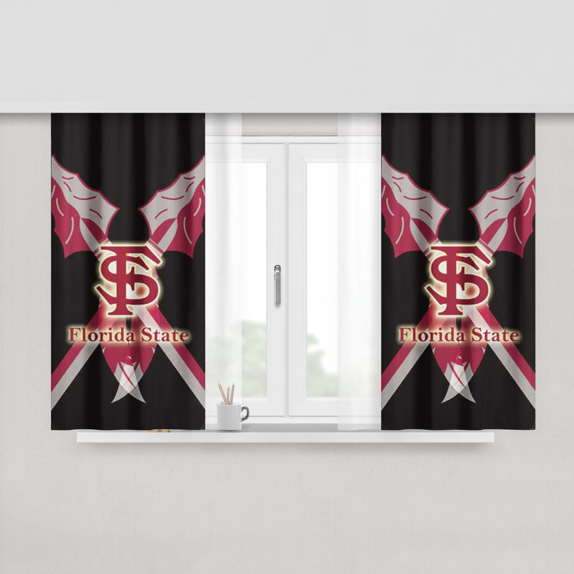 Florida State Crossed Spears Light Peach Skin Window Curtains