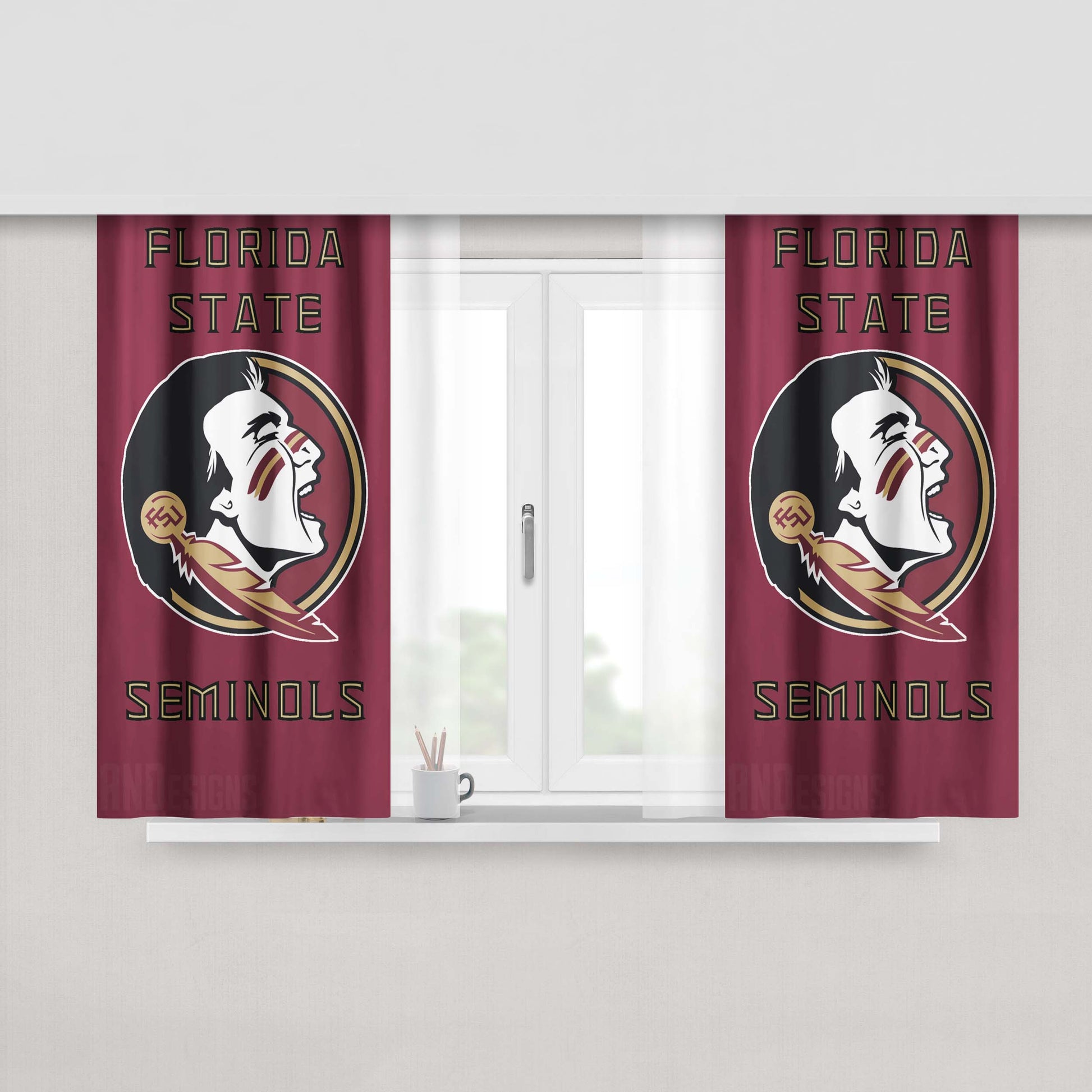 Florida State Fsu Football 3 Peach Skin Window Curtains