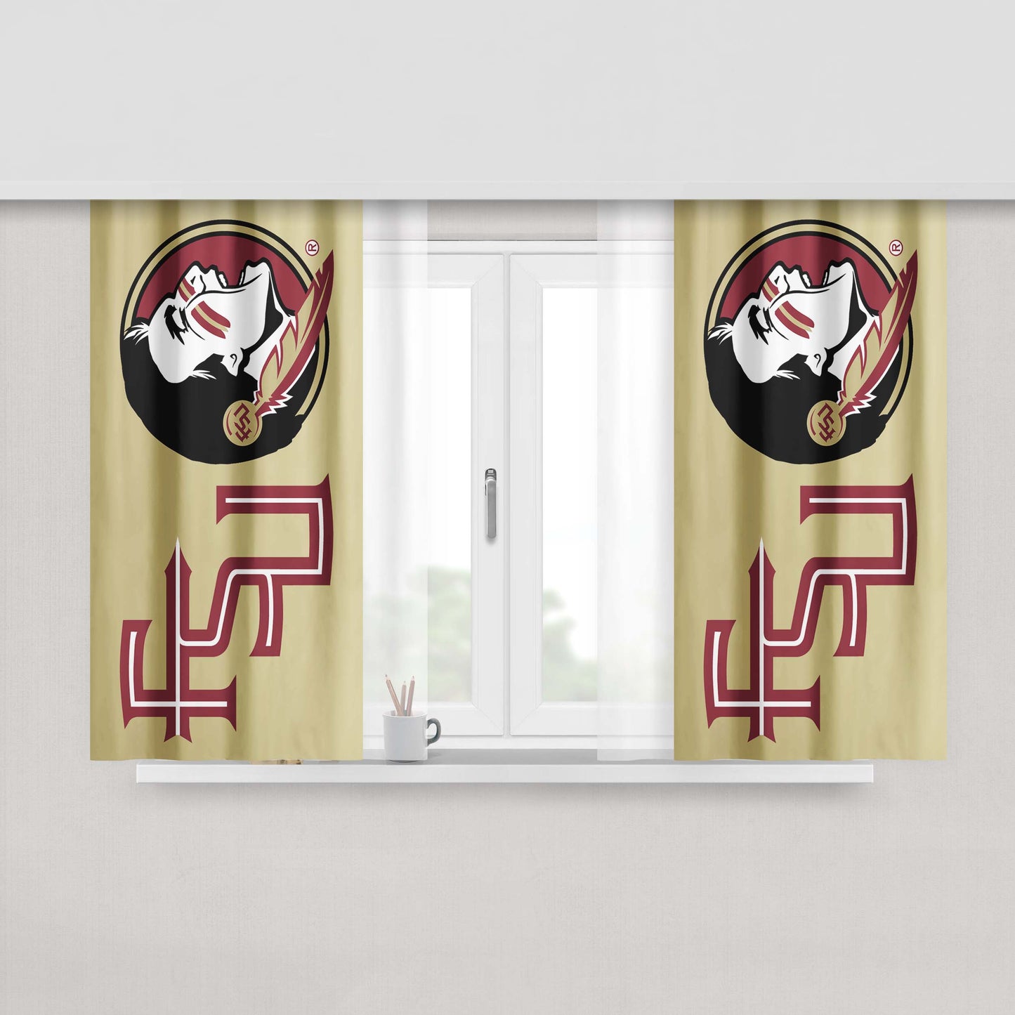 Florida State Fsu Football 4 Peach Skin Window Curtains