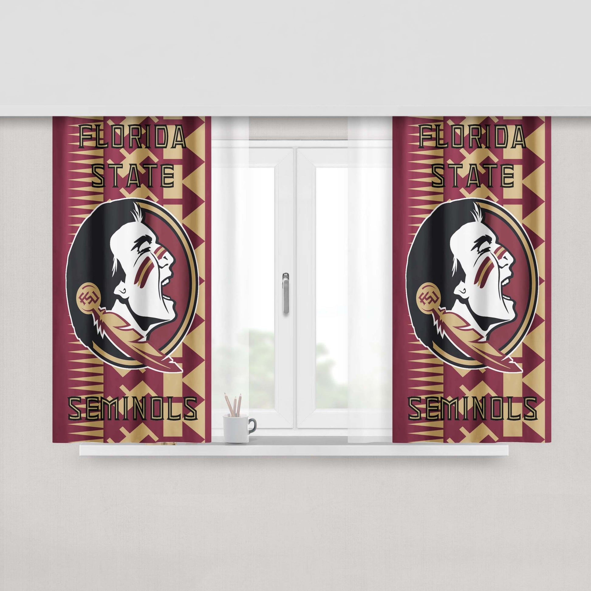 Florida States Seminols Aztec Wallpaper Peach Skin Window Curtains