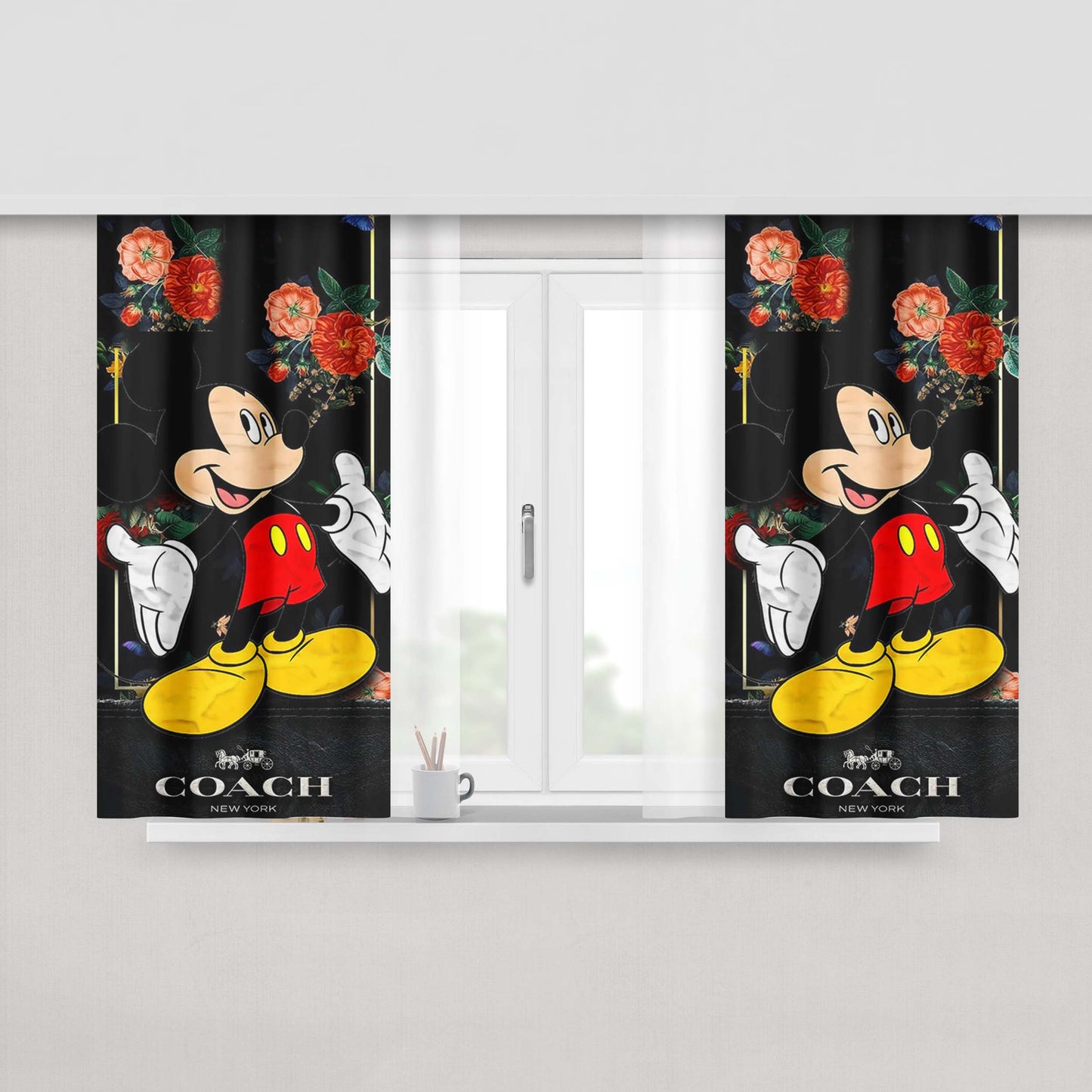 Flowers Coach Mickey Mouse New 49 Peach Skin Window Curtains
