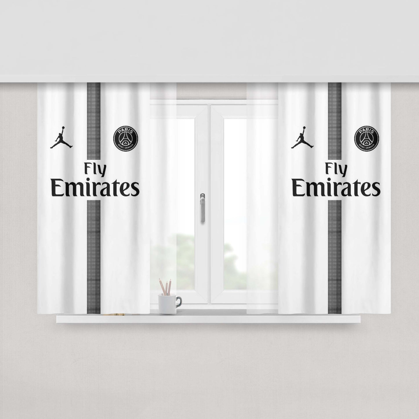 Fly Emirates White Paris Saint German Psg Feat Jordan Peach Skin Window Curtains