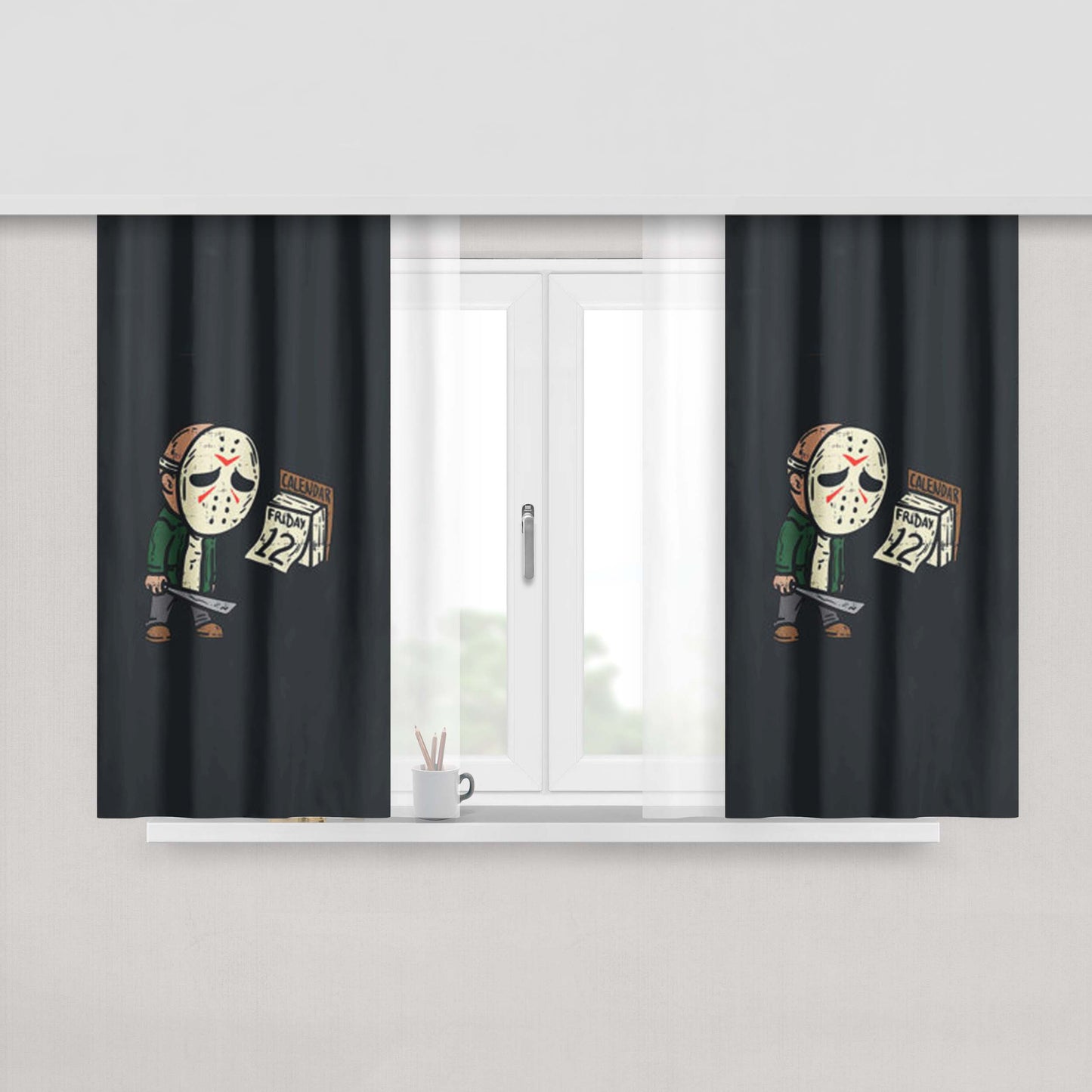 Friday 12Th Halloween Peach Skin Window Curtains