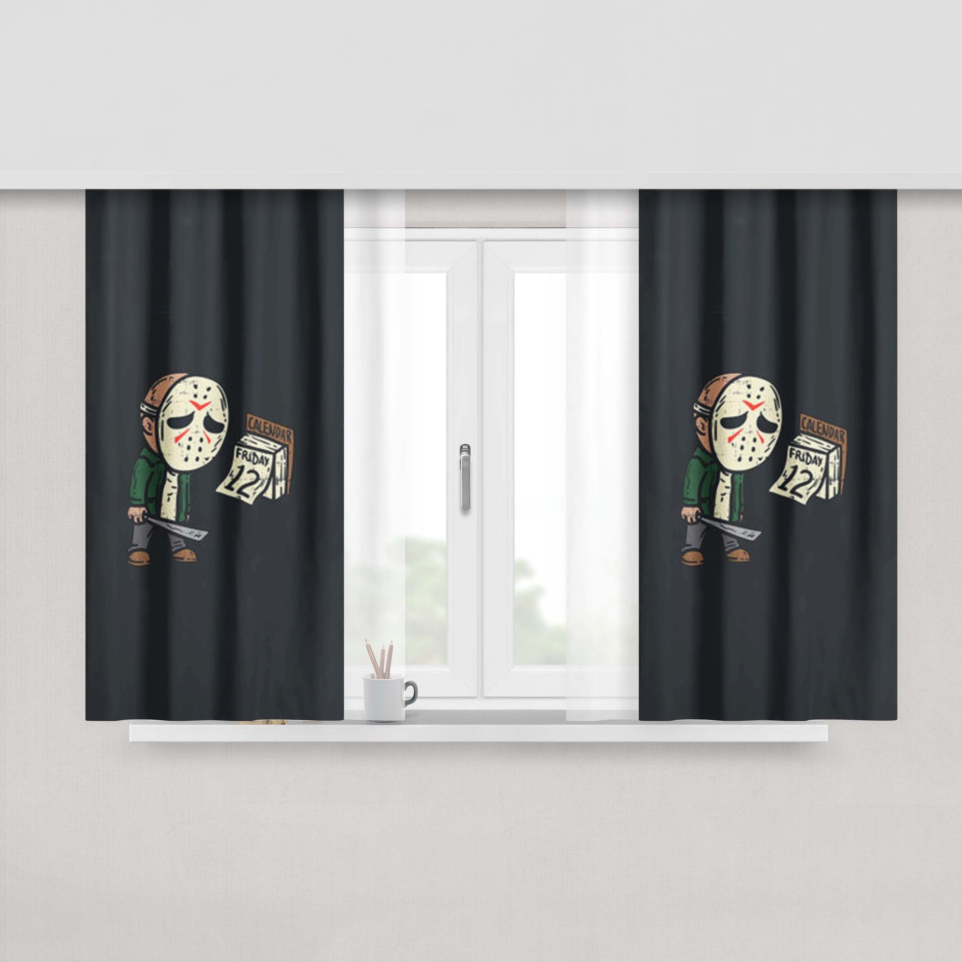 Friday 12Th Halloween Peach Skin Window Curtains