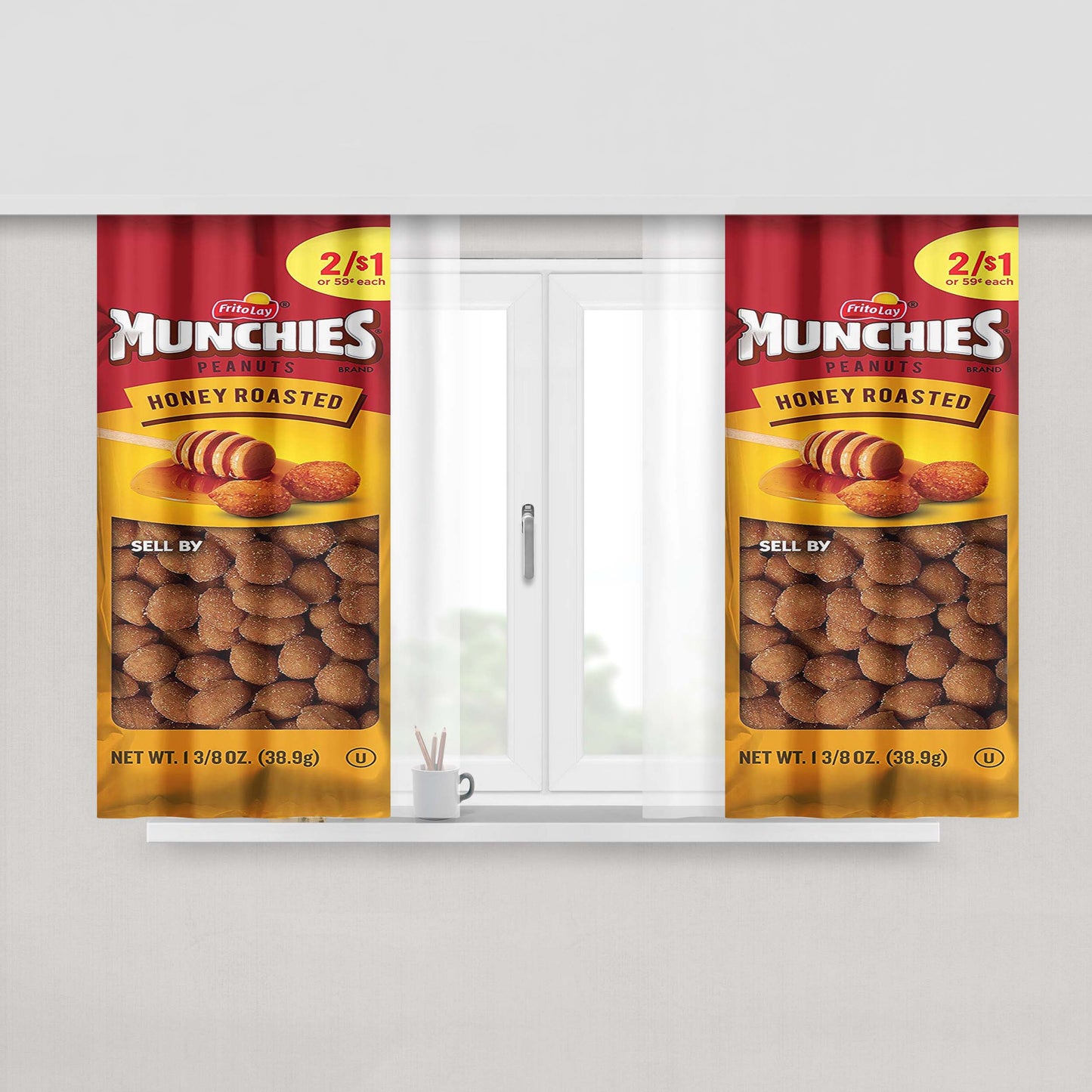 Fritolay Munchies Peanuts Honey Roasted Peach Skin Window Curtains