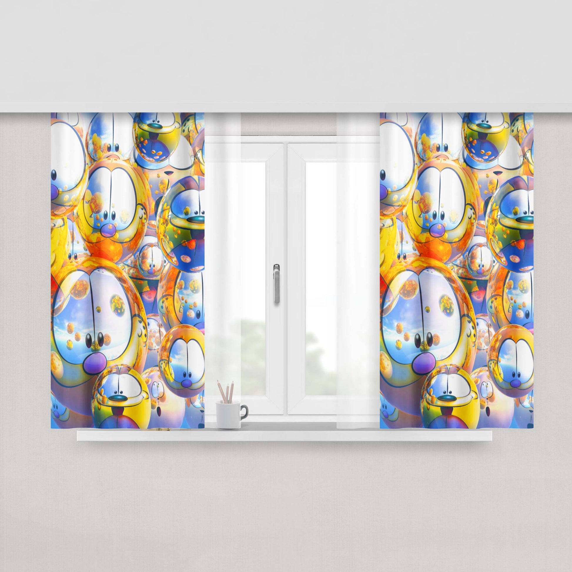 Garfield Halloween Balloon Peach Skin Window Curtains