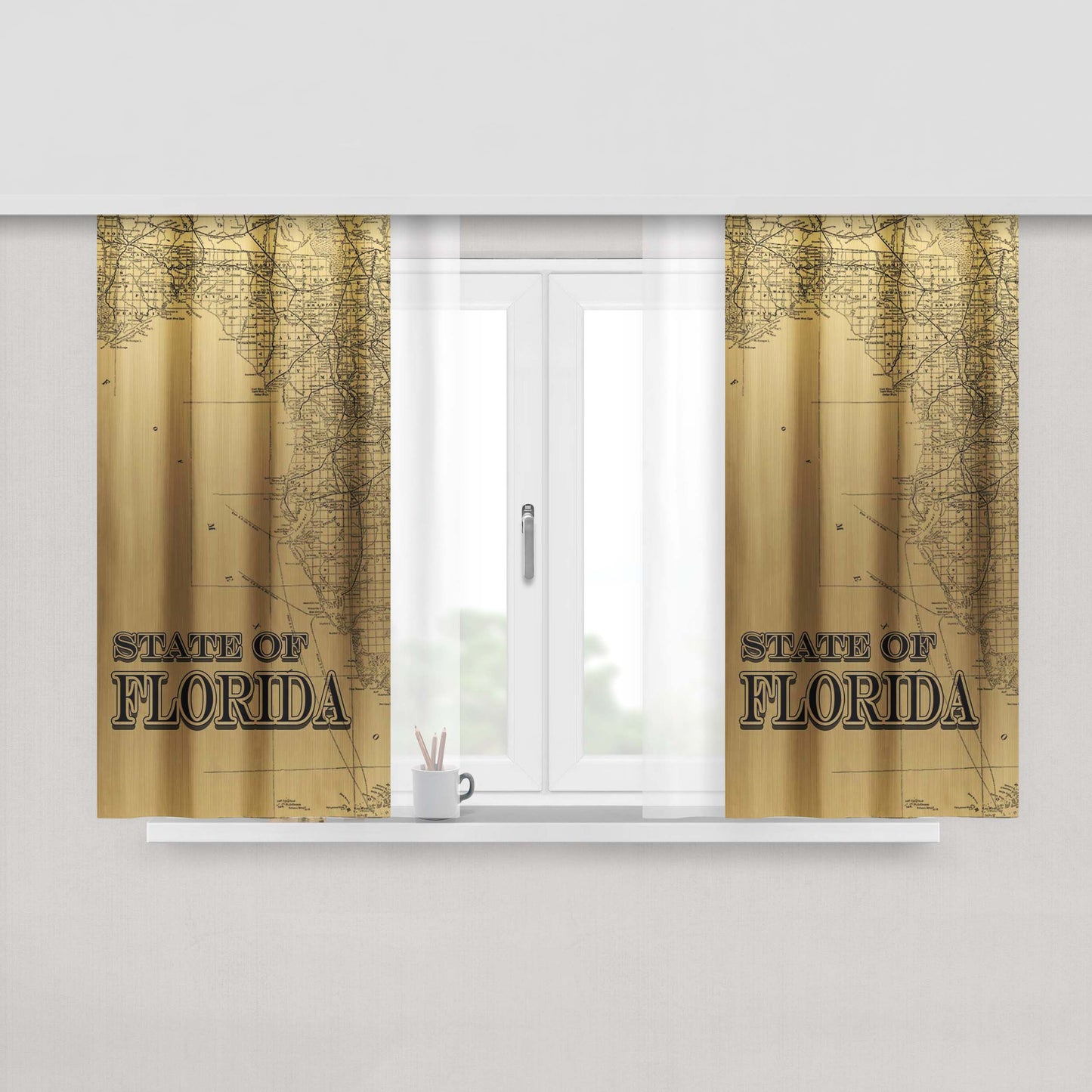 Golden State Of Florida Peach Skin Window Curtains