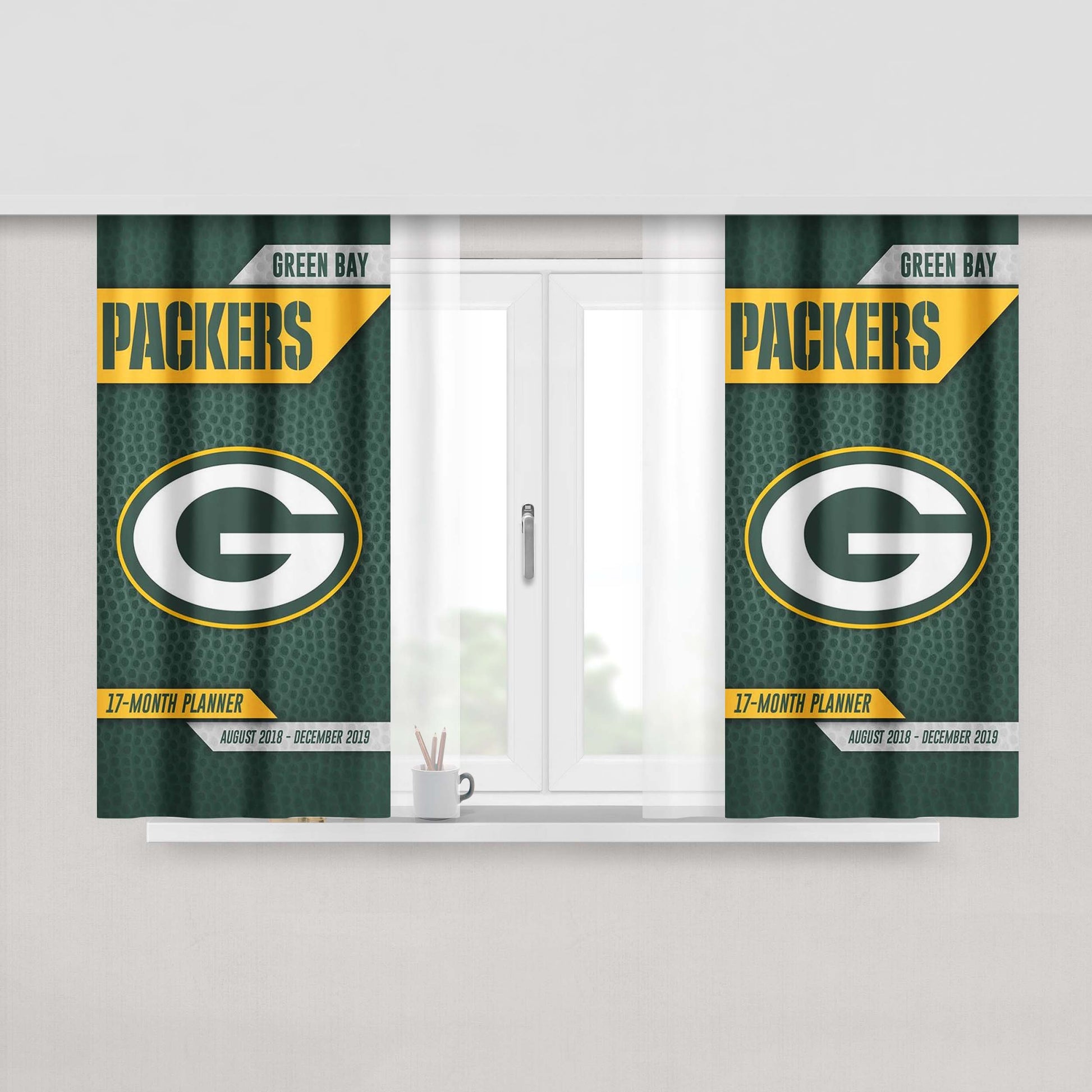 Green Bay Packers 2019 Pocket Planner Peach Skin Window Curtains