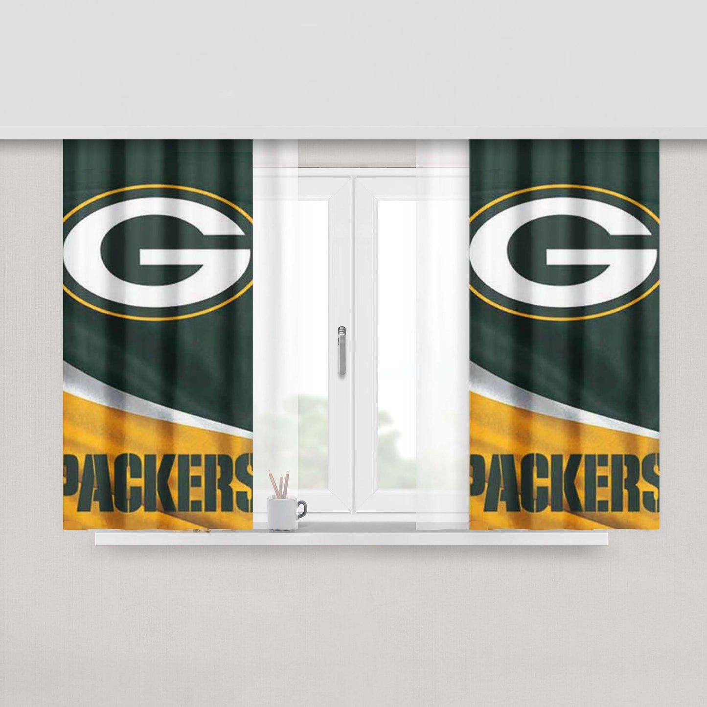 Green Bay Packers Cloth Tall Peach Skin Window Curtains