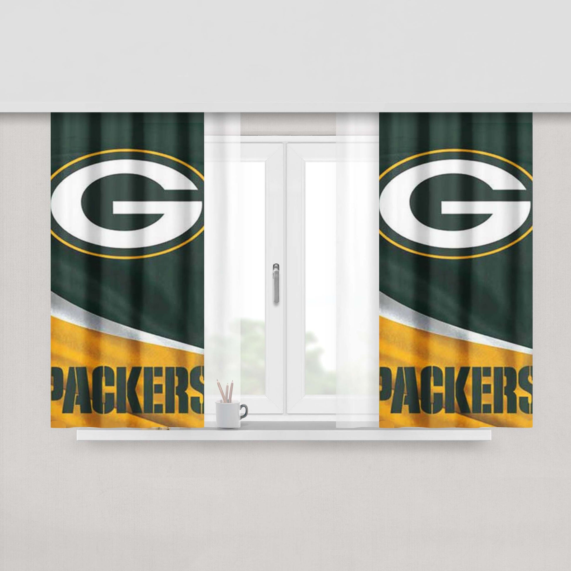 Green Bay Packers Cloth Tall Peach Skin Window Curtains