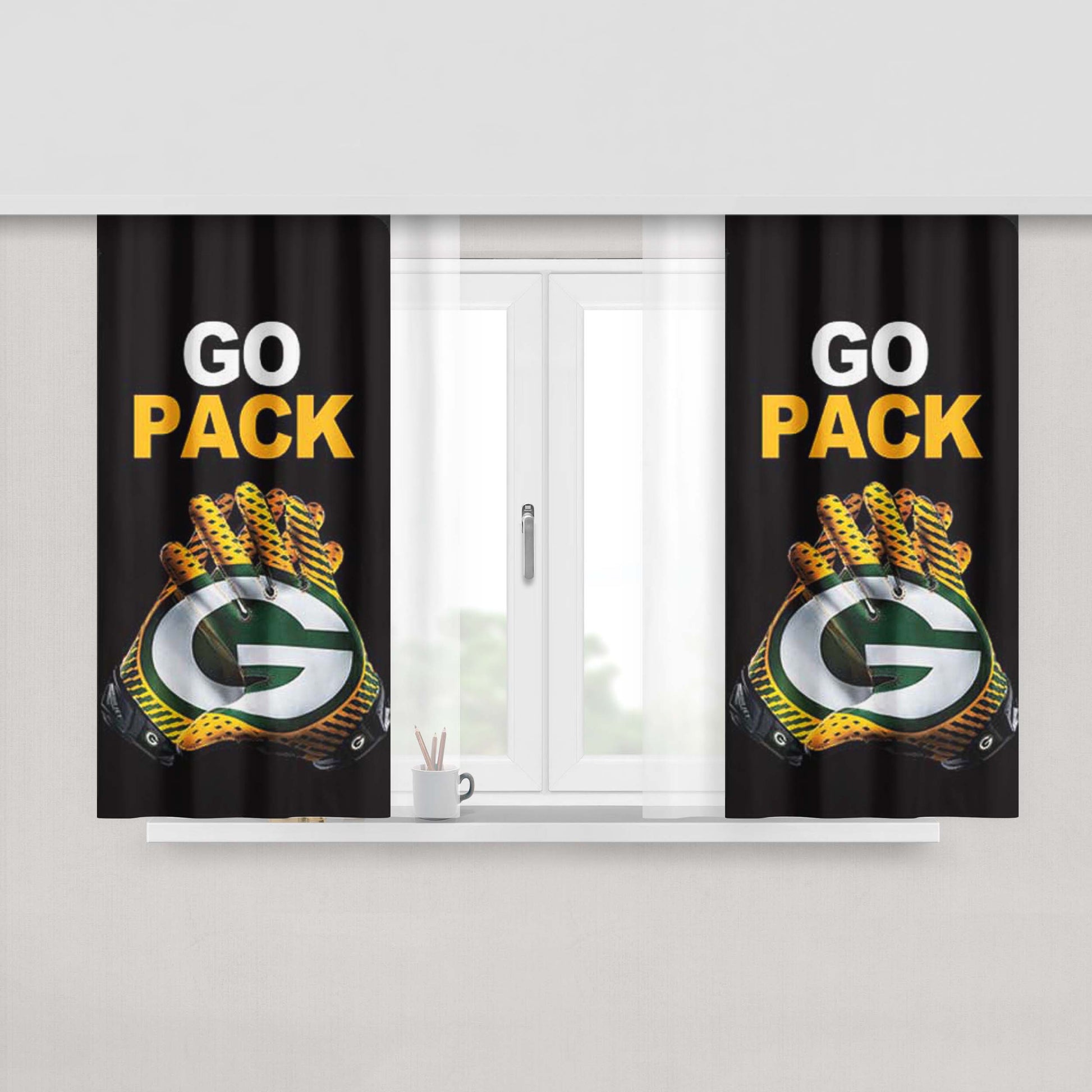 Green Bay Packers Go Pack Peach Skin Window Curtains