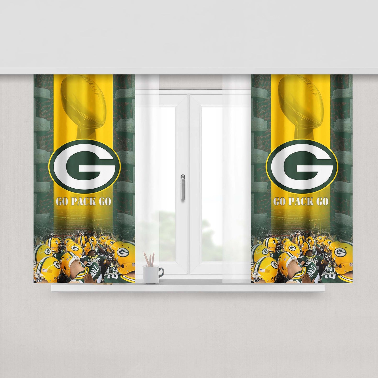 Green Bay Packers Go Peach Skin Window Curtains