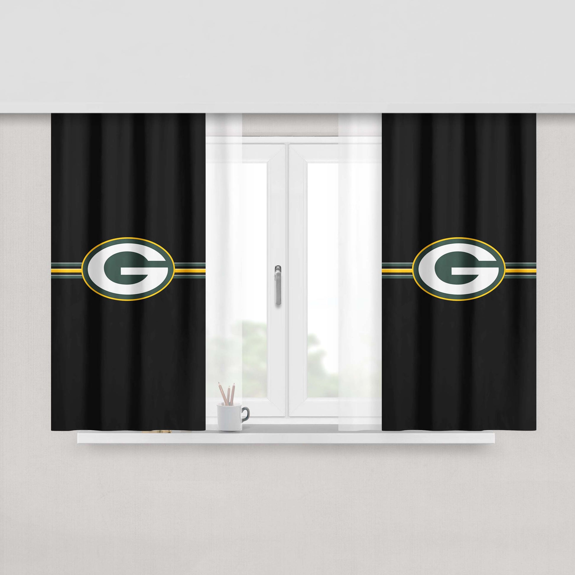 Green Bay Packers Line Peach Skin Window Curtains