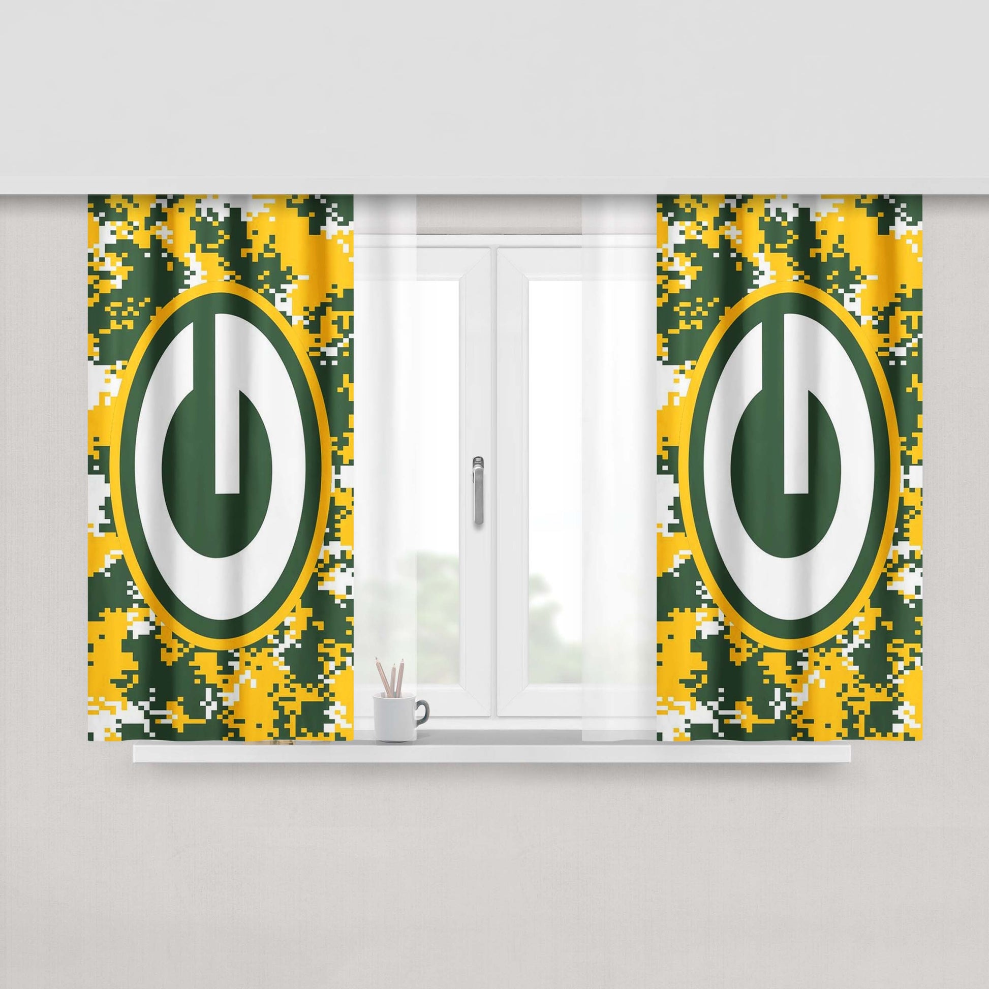 Green Bay Packers Pixel Art Wallpaper Peach Skin Window Curtains