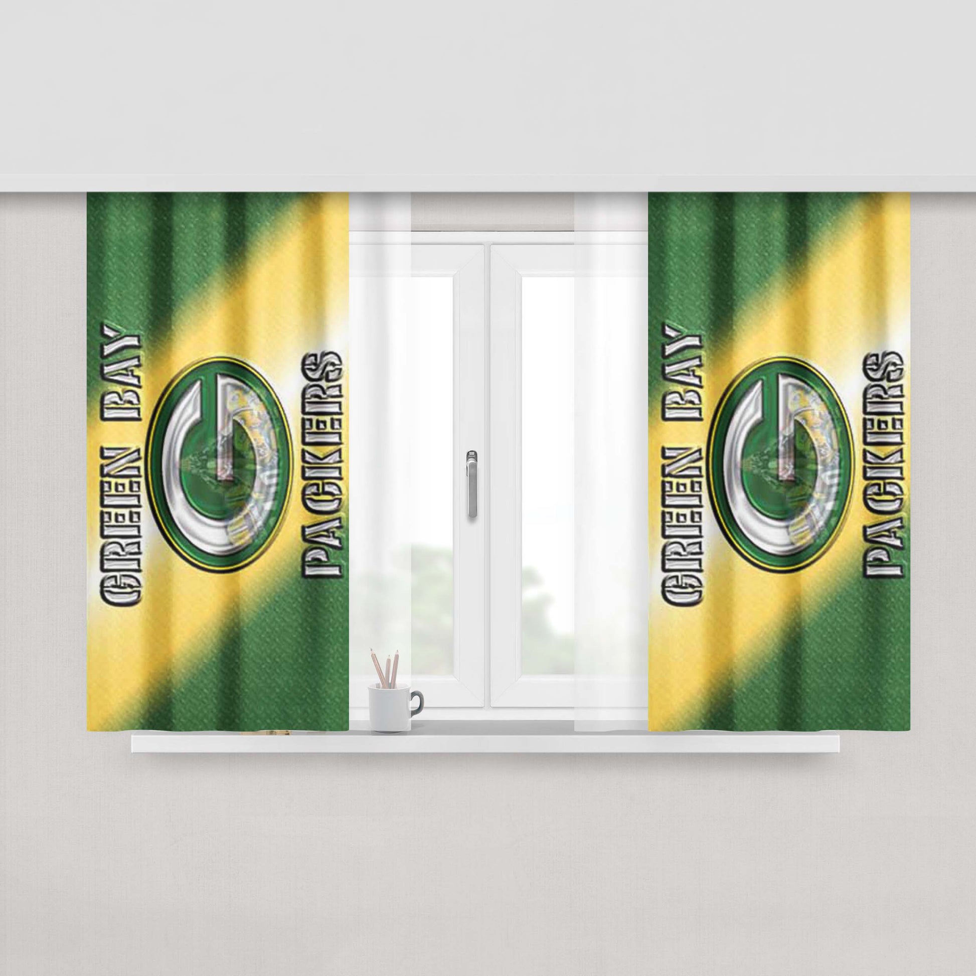 Green Bay Packers Raised Peach Skin Window Curtains
